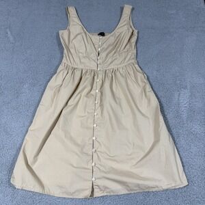 J. Crew Women's Sundress Size 8/medium 100% Cotton Tan Smock Back Wide Straps